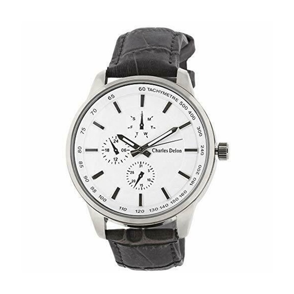 Charles Delon Casual Style Black/Silver Watch